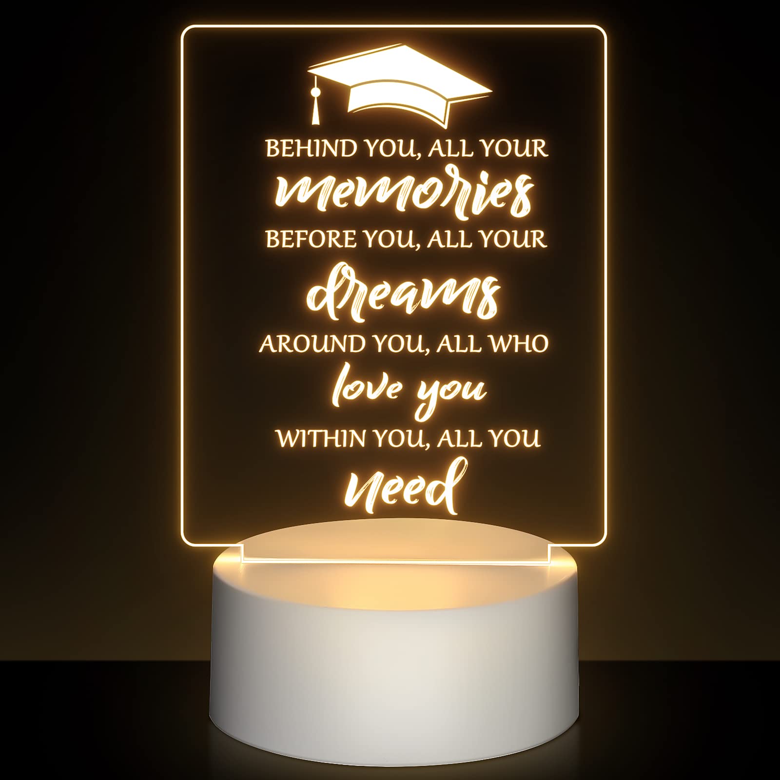 **Hortsun Graduation LED Lamp 2025 - Night Light with Graduation Cap Design - Inspirational College Graduation Gift for Students, Teachers, Classmates - Perfect for Dorm Decor, Graduation Party, and Desk Lighting**