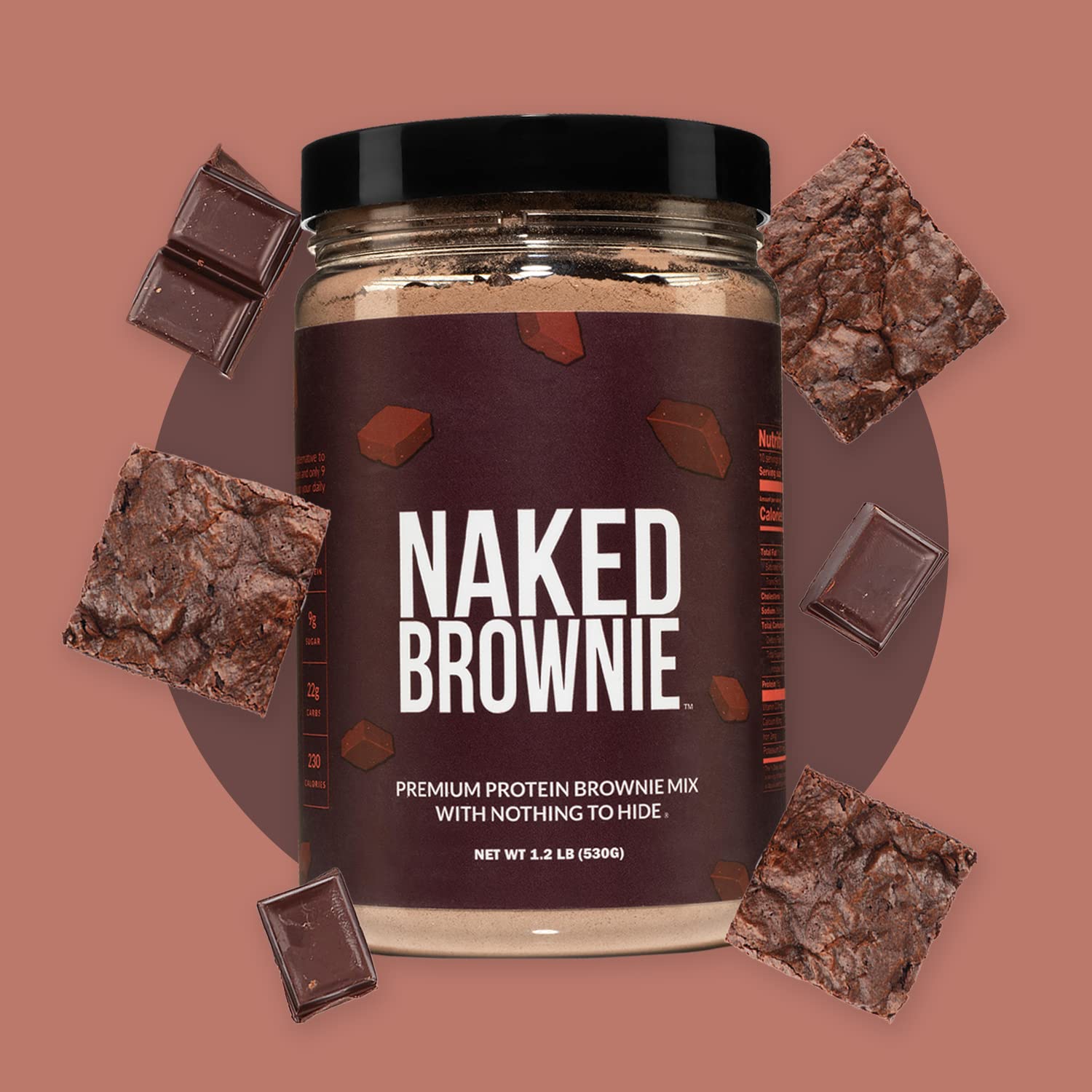 High Protein Brownie Mix - Naked Brownie, 15g Protein, 9g Sugar, Gluten Free, Non-GMO, No Soy or Artificial Sweeteners - 1.2 LB - Perfect for Healthy Snacks, Post-Workout Recovery & Keto Diet