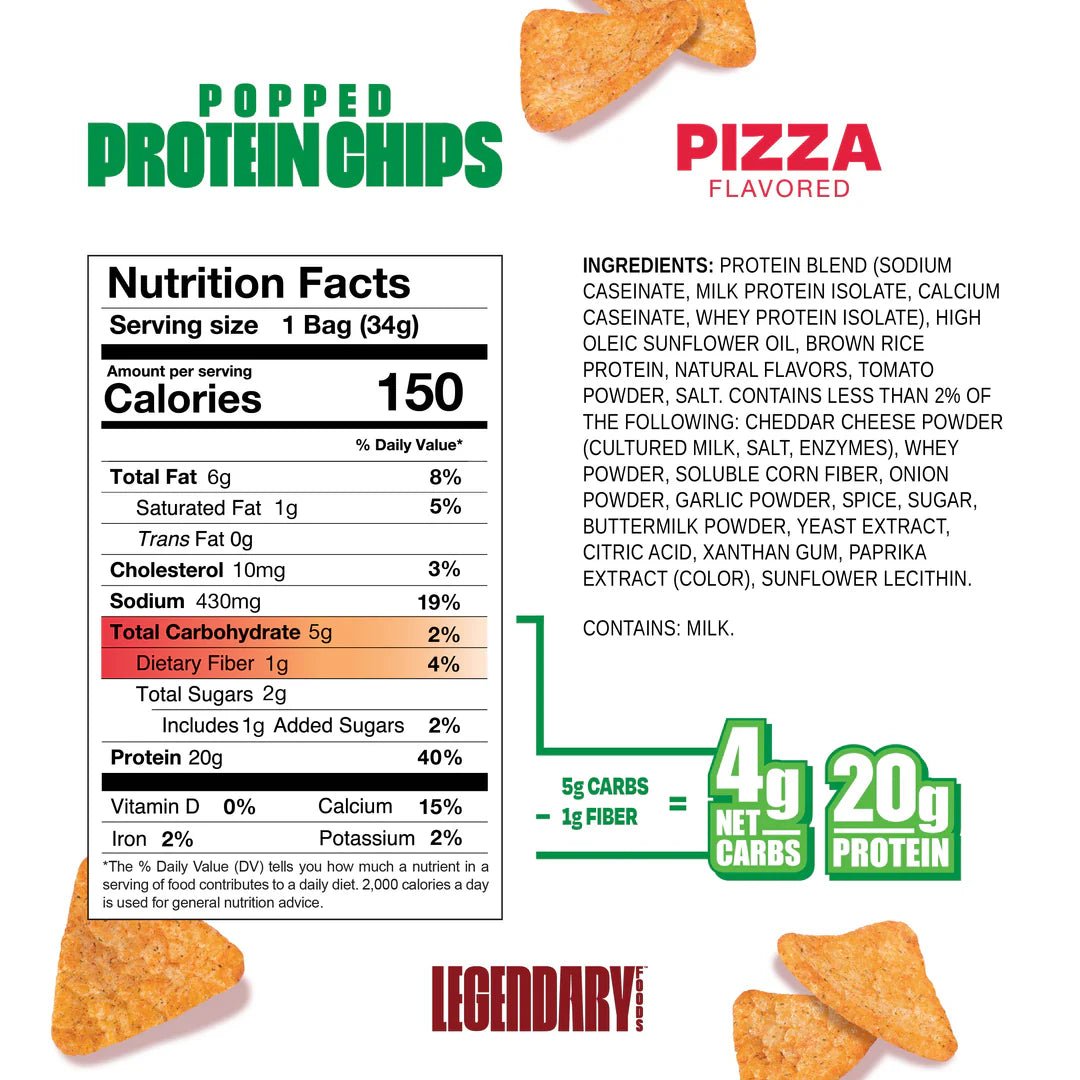 Legendary Foods Popped Protein Chips - 7 Pack Variety | High Protein Low Carb Snacks for Keto Diet & Healthy Lifestyle | Perfect for Office, Gym & On-the-Go