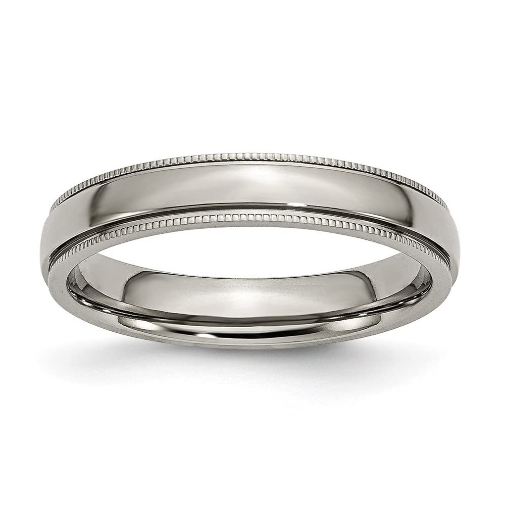 Titanium Grooved & Beaded Edge 4mm Wedding Band Ring for Men - Size 10, Durable & Hypoallergenic Jewelry - Perfect for Anniversary, Engagement, and Everyday Wear