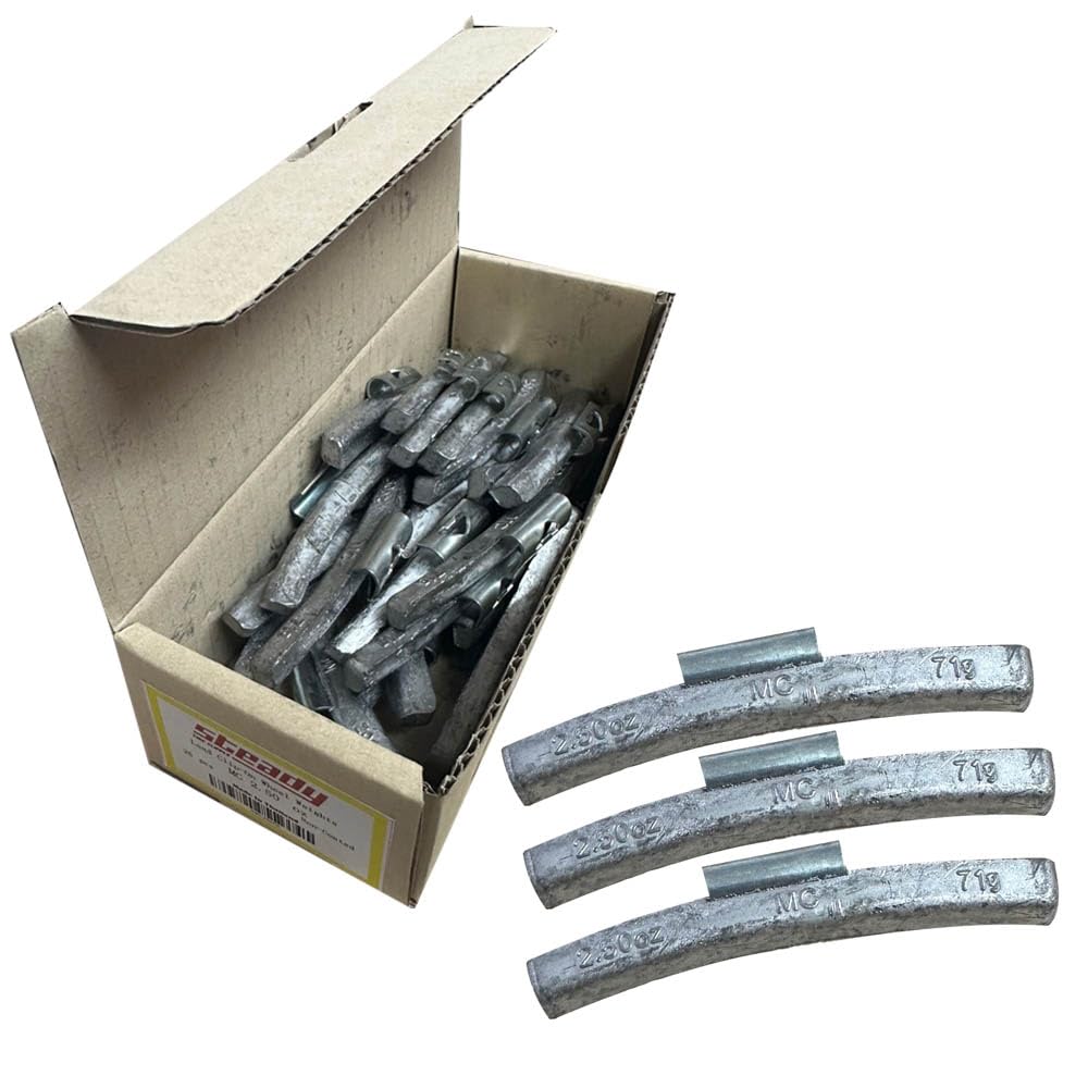 MC Type Uncoated Lead Clip-On Wheel Balancing Weights - 2.50 oz (25 Pcs) - Perfect for Auto Repair Shops & DIY Tire Balancing
