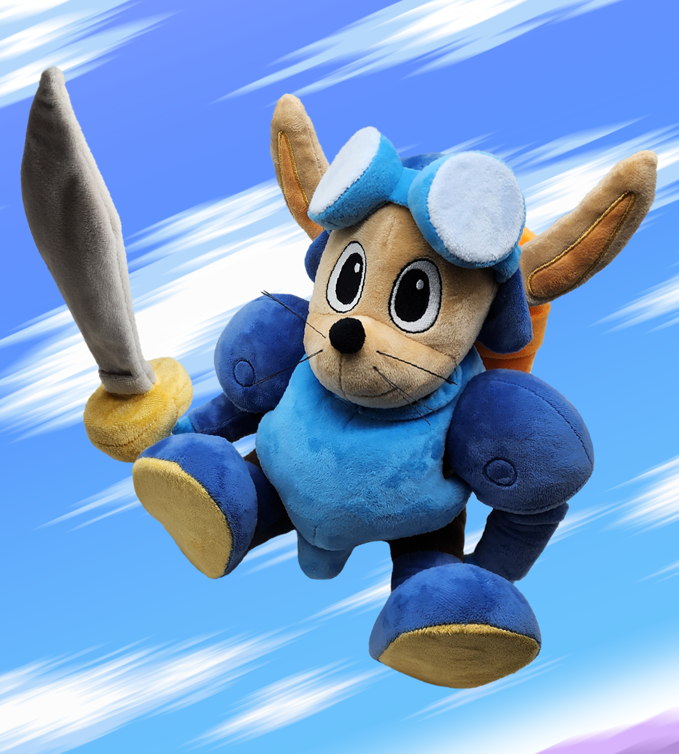 Rocket Knight Adventures Sparkster Plush Toy - Cute Video Game Character Stuffed Animal for Collectors & Fans | Perfect Gift for Gamers, Birthday & Home Decor