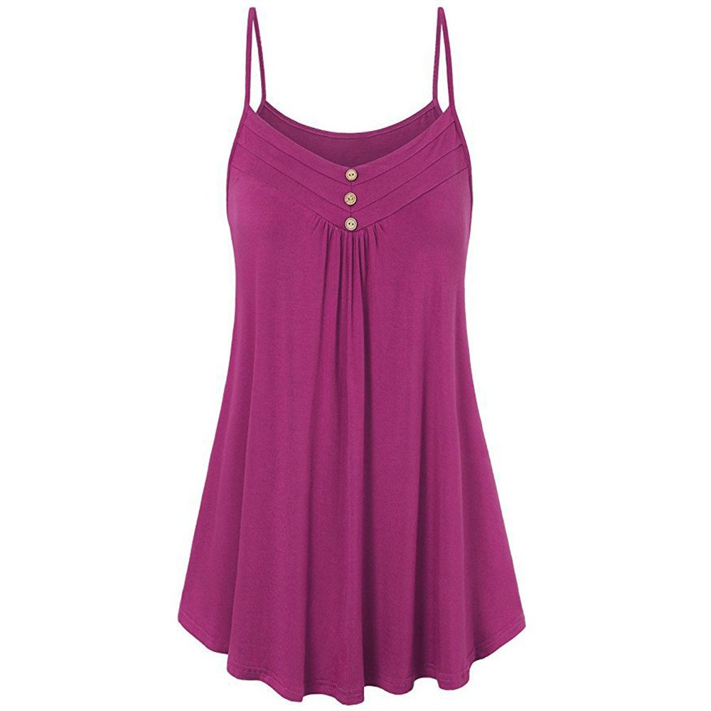 Women's Summer Loose Button V-Neck Cami Tank Top - Comfortable Career Blouse & Casual Vest for Office, Travel & Daily Wear | Womens Clothing