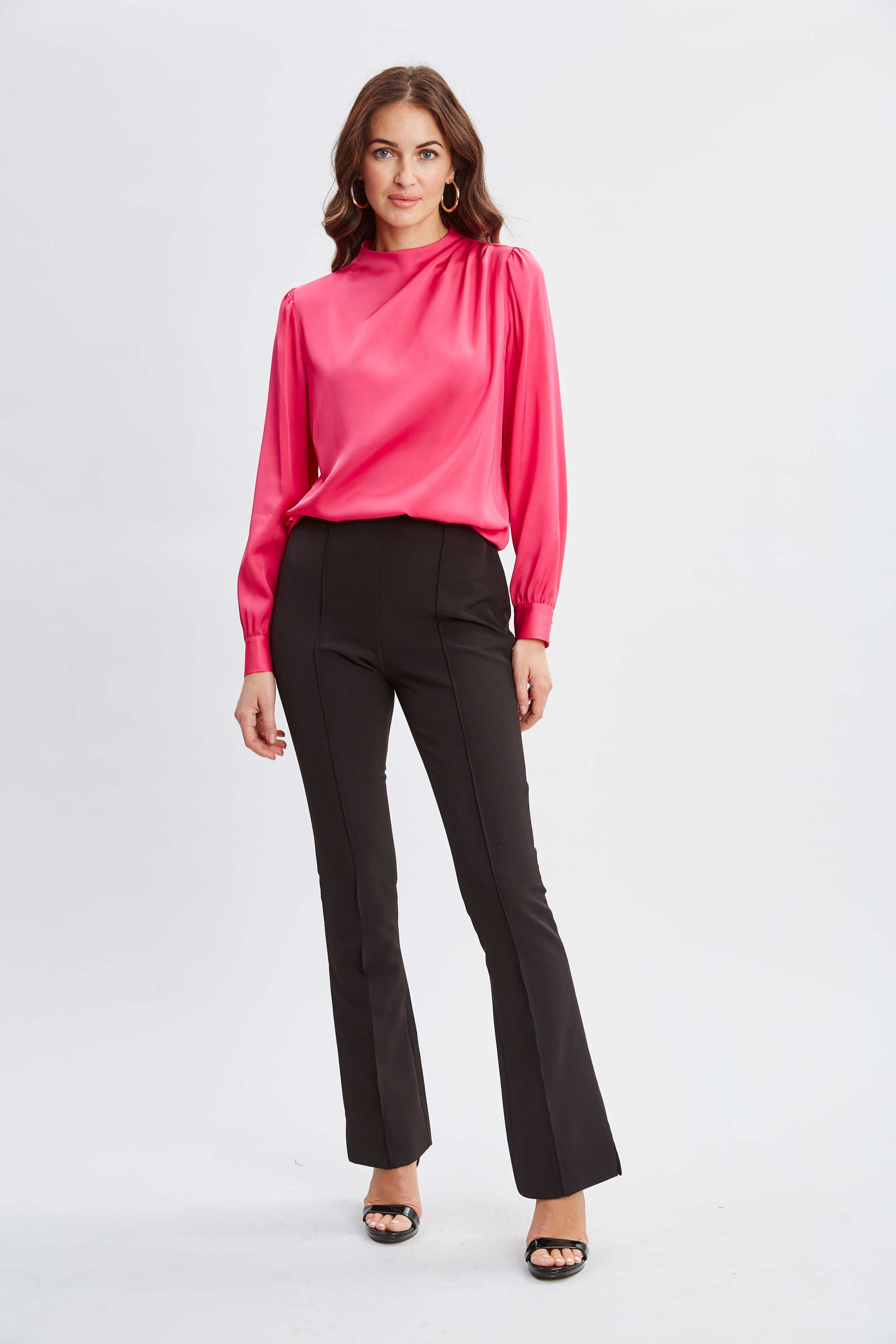 Elegant Silk Pleated Draped Neck Blouse for Women | Office Wear & Special Occasions | Comfortable & Stylish Fashion Top