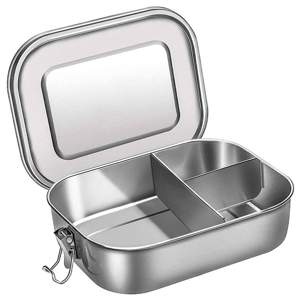 SOFEA 3-Compartment Stainless Steel Bento Box Lunch Container - Leakproof Eco-Friendly Food Storage for Adults & Kids - Perfect for School, Office, Picnics & Meal Prep