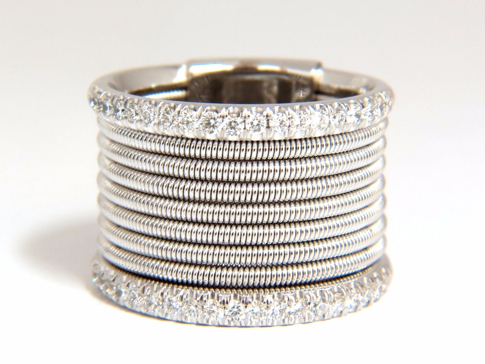 0.50ct Natural Round Bead Set Diamond Wide Band 18K Gold Coil Wrap Stackable Ring for Women - Perfect for Weddings, Anniversaries & Everyday Elegance