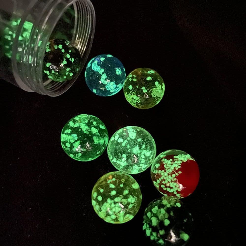 10Pcs Glow in The Dark Glass Marbles - Gold Luminous Marble Balls for DIY, Home Decoration, Games & Kids Play (12mm/0.47in) - Perfect for Nighttime Decor, Board Games & Sensory Play