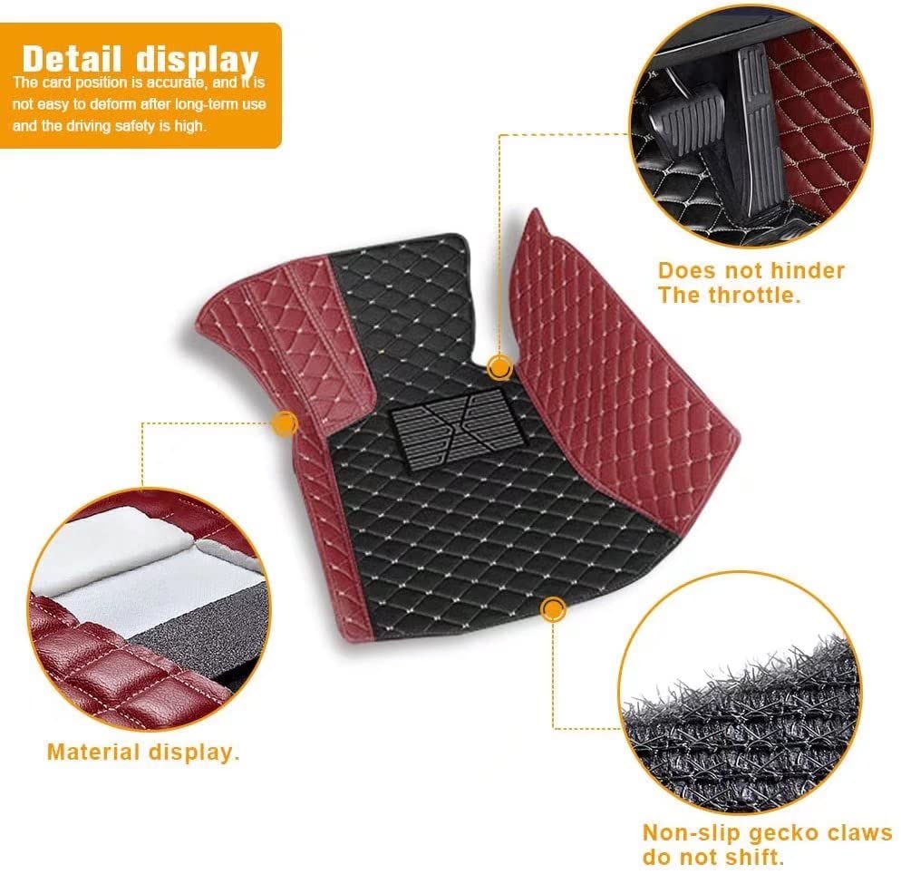 Premium Custom Heavy Duty Leather Car Mats - Non-Slip Waterproof Floor Liners for BMW, Ford, Nissan, Jeep, Chevrolet & Toyota | Perfect for Off-Roading, Daily Commute & Family Road Trips (Black & Yellow)