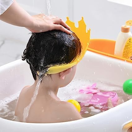 **TOPHABEN Adjustable Silicone Baby Shower Cap - Soft Bath Visor for Toddler & Kids Hair Washing Protection (Multicolor, Pack of 1) - Perfect for Bath Time, Swimming & Spa**