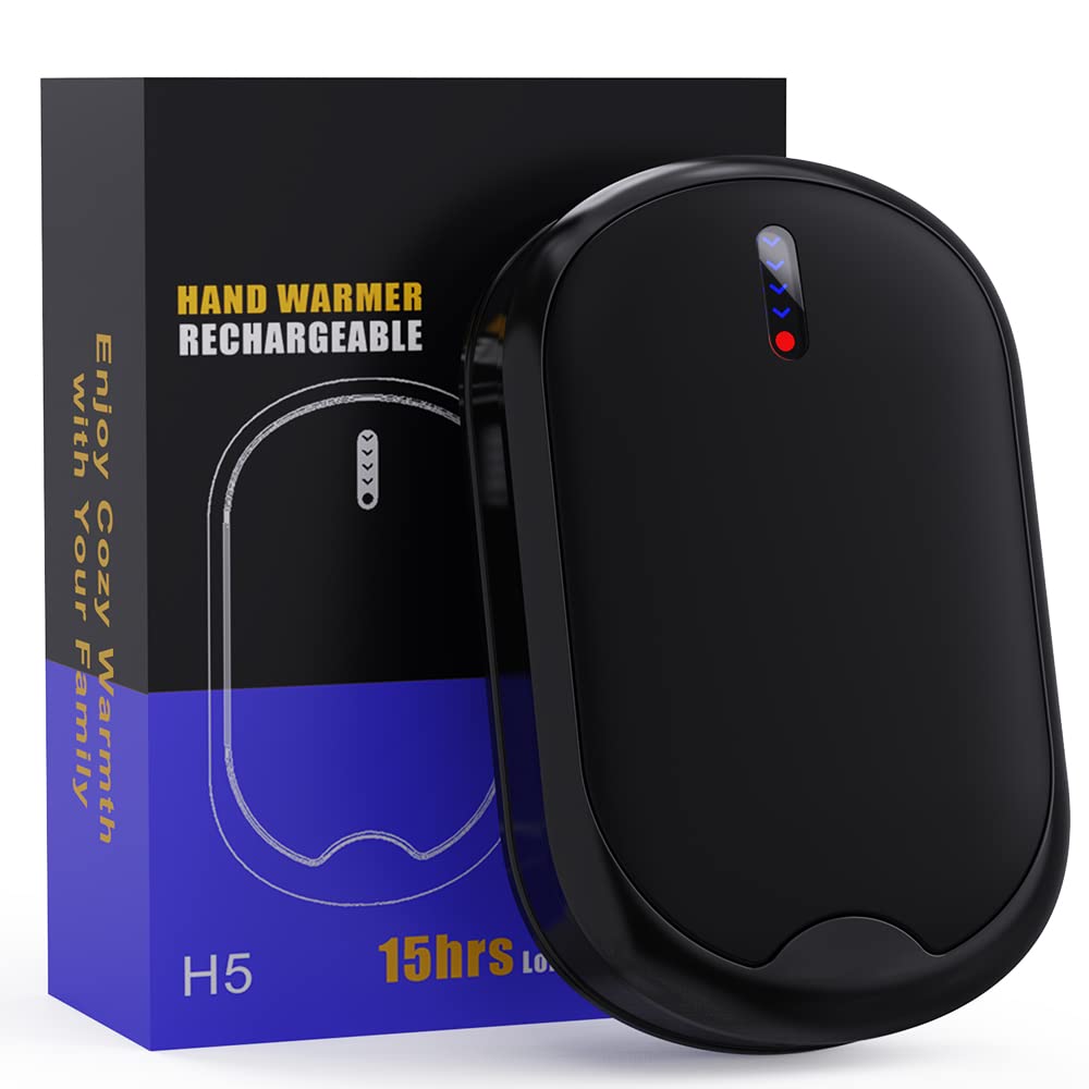 Rechargeable 10000mAh Electric Hand Warmer - Portable USB Power Bank with 3 Heat Levels & 15-Hour Runtime | Hand Warmers for Raynaud's Syndrome, Heat Therapy | Perfect for Golf, Camping, Fishing, Skiing | Great Gift for Men & Women