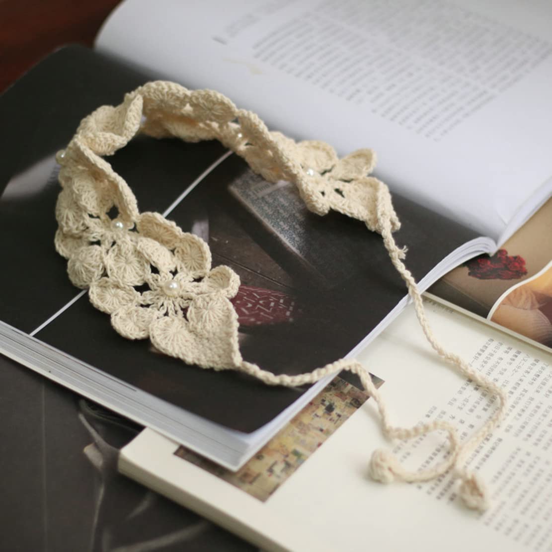 Ladies Handmade Floral Hair Bands - Boho Hair Accessories & Headbands for Women (Beige) | Perfect for Weddings, Parties & Everyday Style