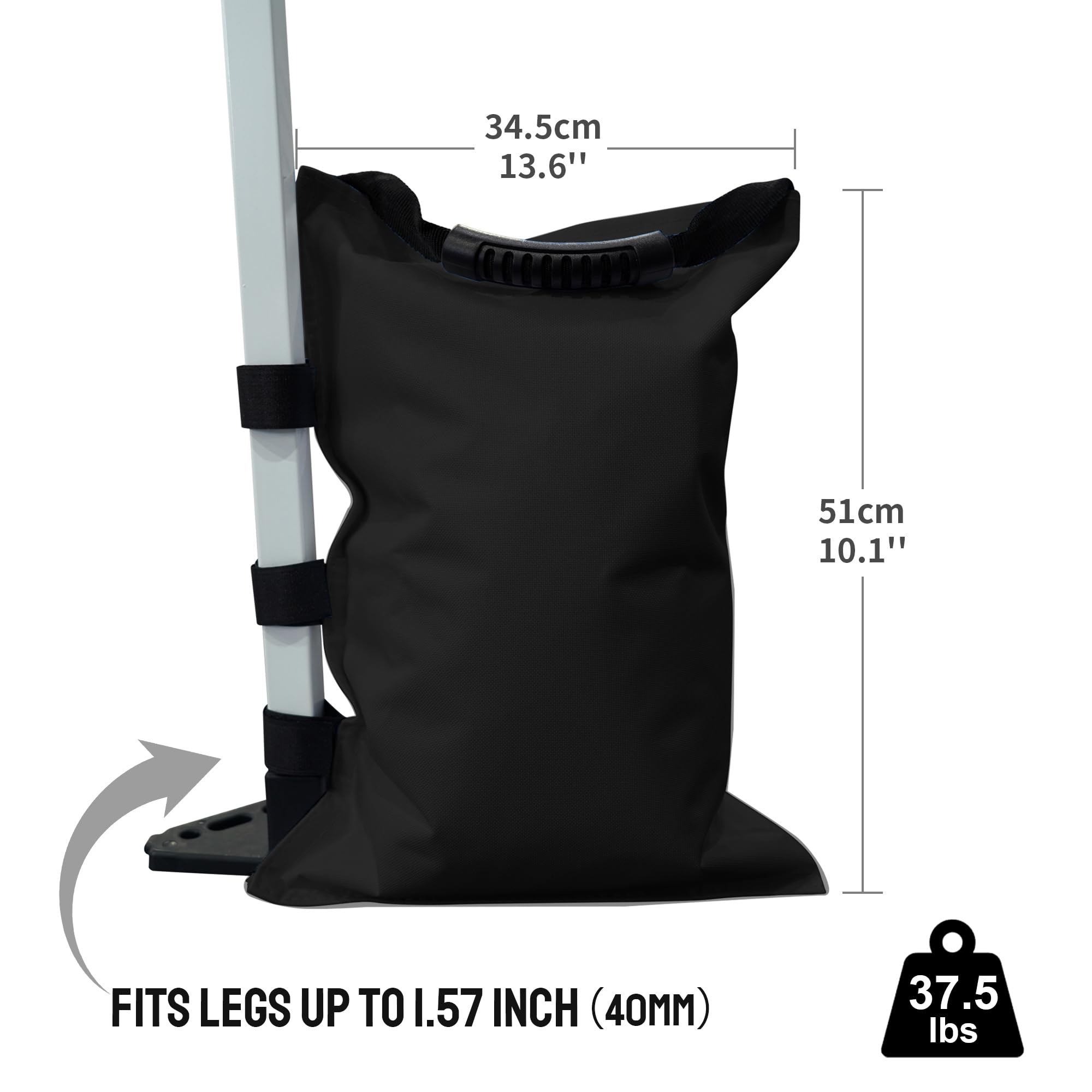 Heavy Duty 150LB Sand Bags for Canopy Tent Legs - Premium Canopy Weights for Pop Up Tents, Outdoor Events & Market Stalls - Secure Your Canopy in Windy Conditions (Black) - Perfect for Beach Parties, Camping & Outdoor Weddings