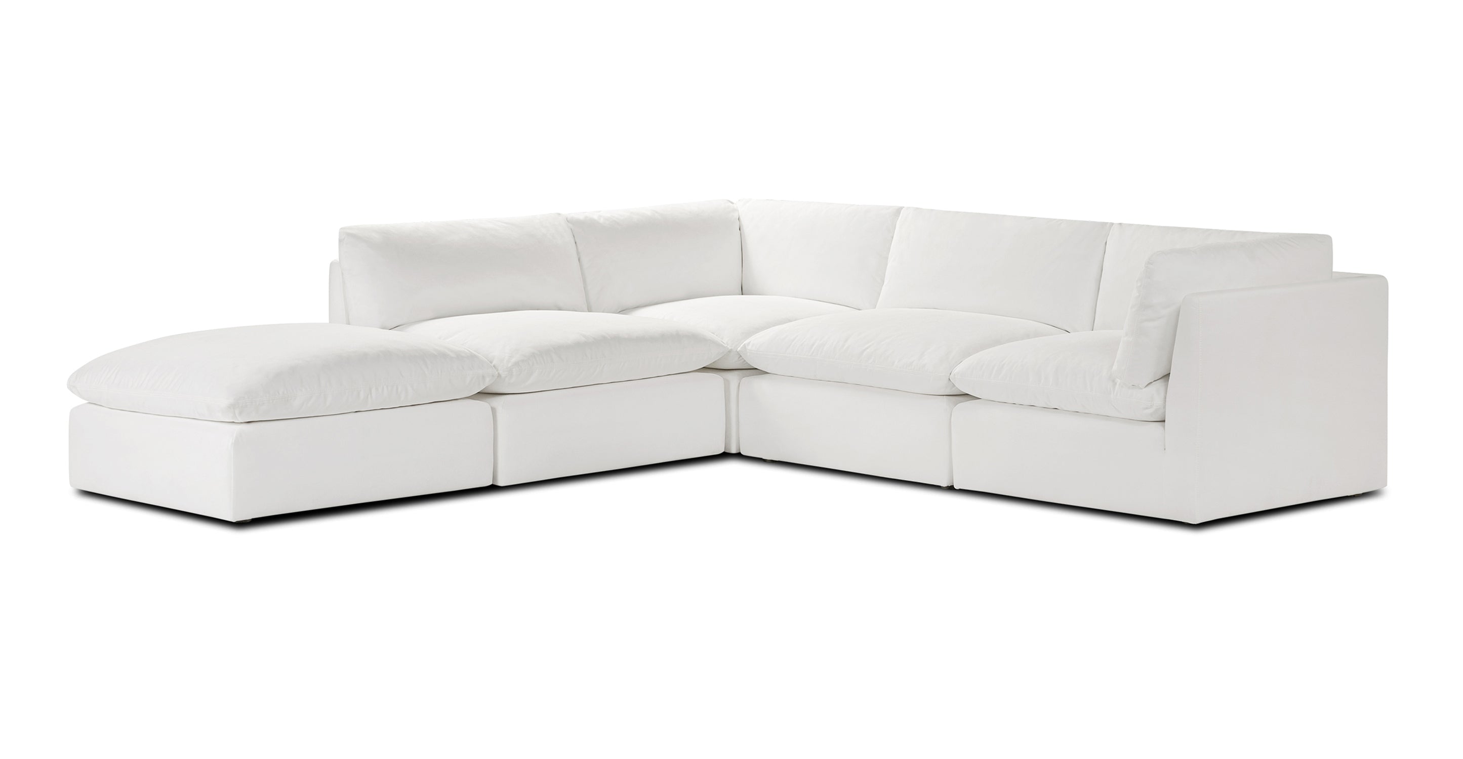 5-Seat Davos Modular Chaise Sectional Sofa - Modern L-Shaped Couch for Living Room, Family Room & Lounge - Soft Fabric Upholstery with Reversible Chaise