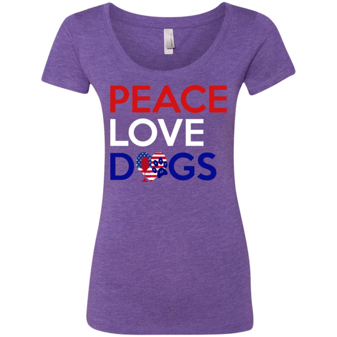 Peace Love Dogs Ladies' Triblend Scoop Neck T-Shirt - Soft Comfortable Women's Graphic Tee for Dog Lovers - Perfect for Casual Wear, Dog Walks & Pet Lovers Outfits