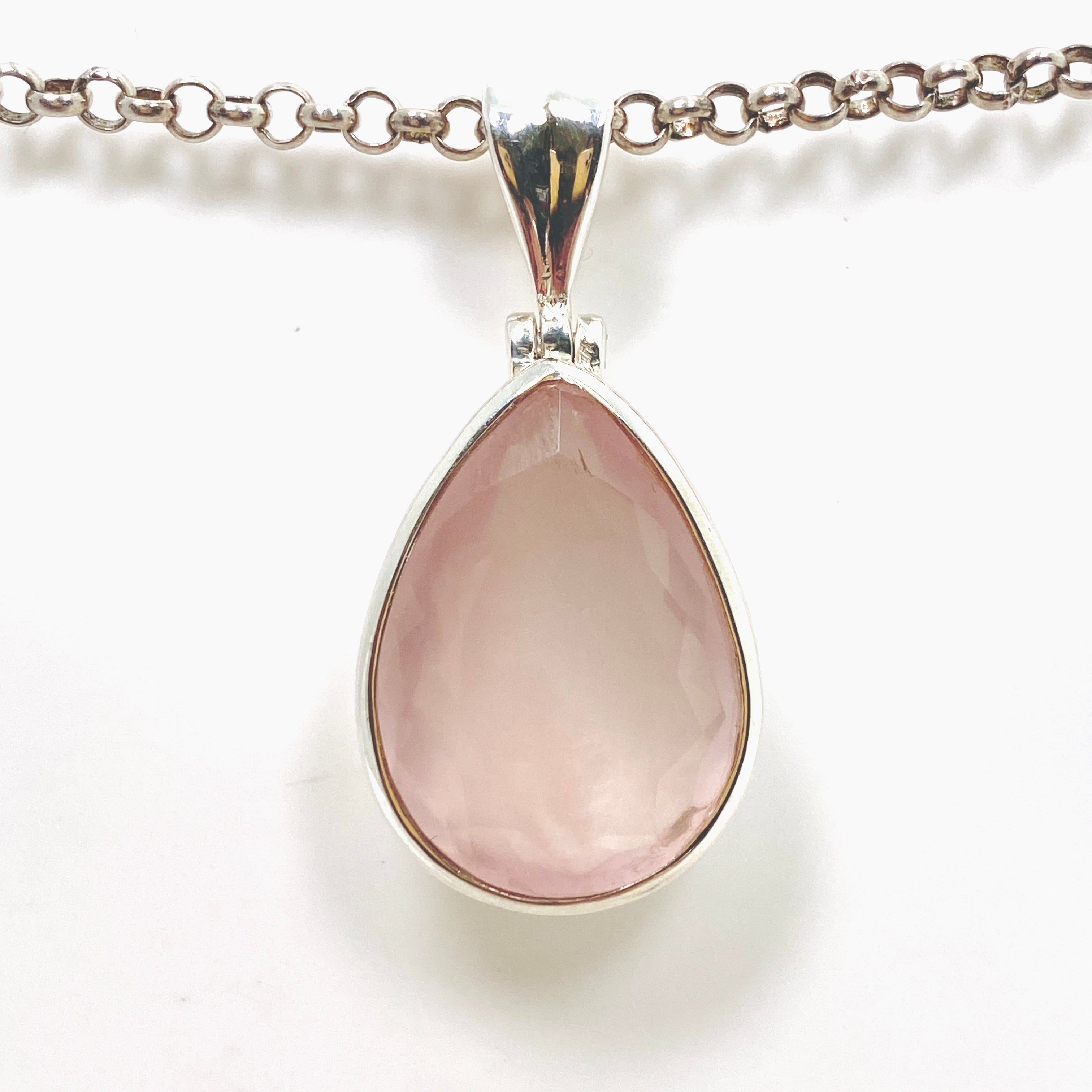 Rose Quartz Teardrop Faceted Pendant Necklace - Natural Gemstone Jewelry for Women - Perfect for Meditation, Healing & Everyday Elegance