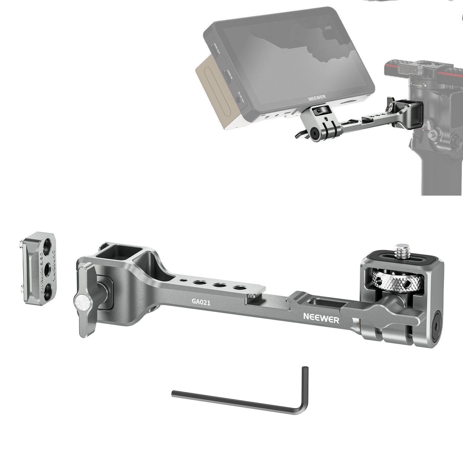 NEEWER GA021 360° Rotatable NATO Monitor Mount for DJI RS/Ronin Gimbal - Professional Camera Monitor Arm for Filmmaking & Vlogging Accessories