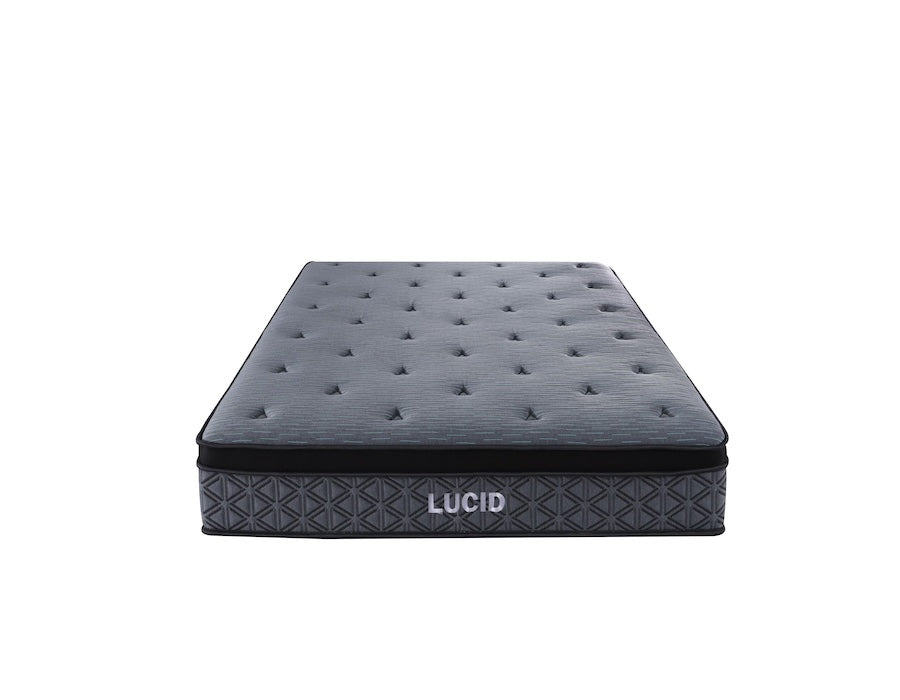 Lucid Euro Top Memory Foam Pocket Springs Mattress - King Size, Medium Firm Support for Back Pain Relief | Perfect for Master Bedroom, Guest Room & Apartment Sleeping