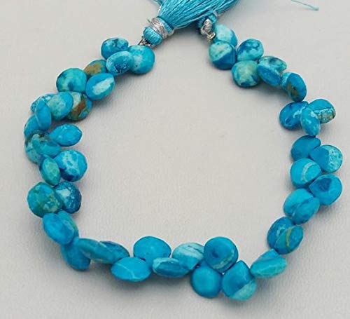 GemAbyss High-Quality Turquoise Faceted Heart-Shaped Beads - 7x8mm to 8x8.5mm, 8 Inch Strand (Code MVG-33621) | Perfect for Jewelry Making, DIY Crafts, and Beading Projects