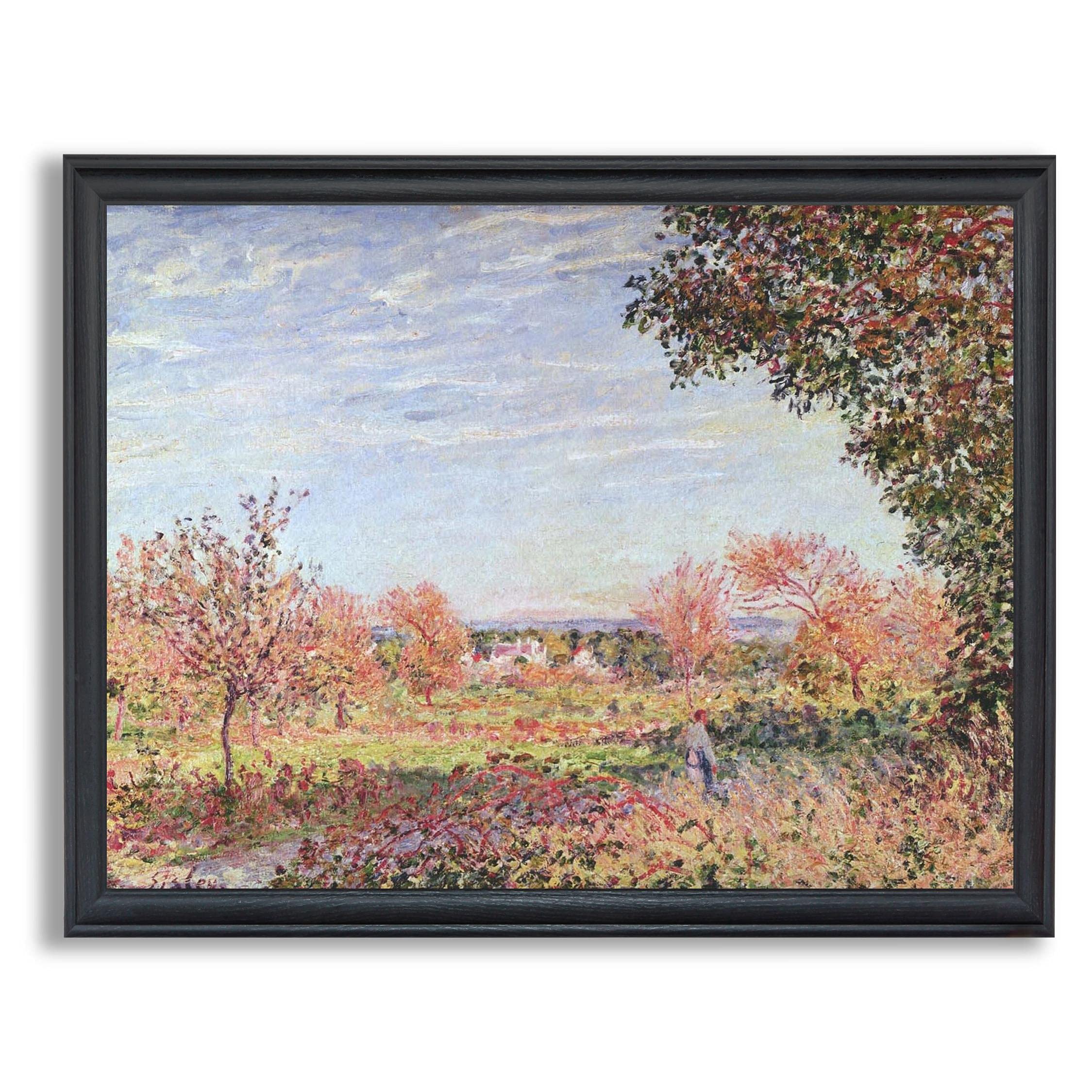 Alfred Sisley September Morning Framed Canvas Wall Art - Fine Art Reproduction Painting in Wood Frame - Home & Office Decor for Bedroom, Living Room & Gallery Walls | Perfect Gift for Art Lovers & Interior Design
