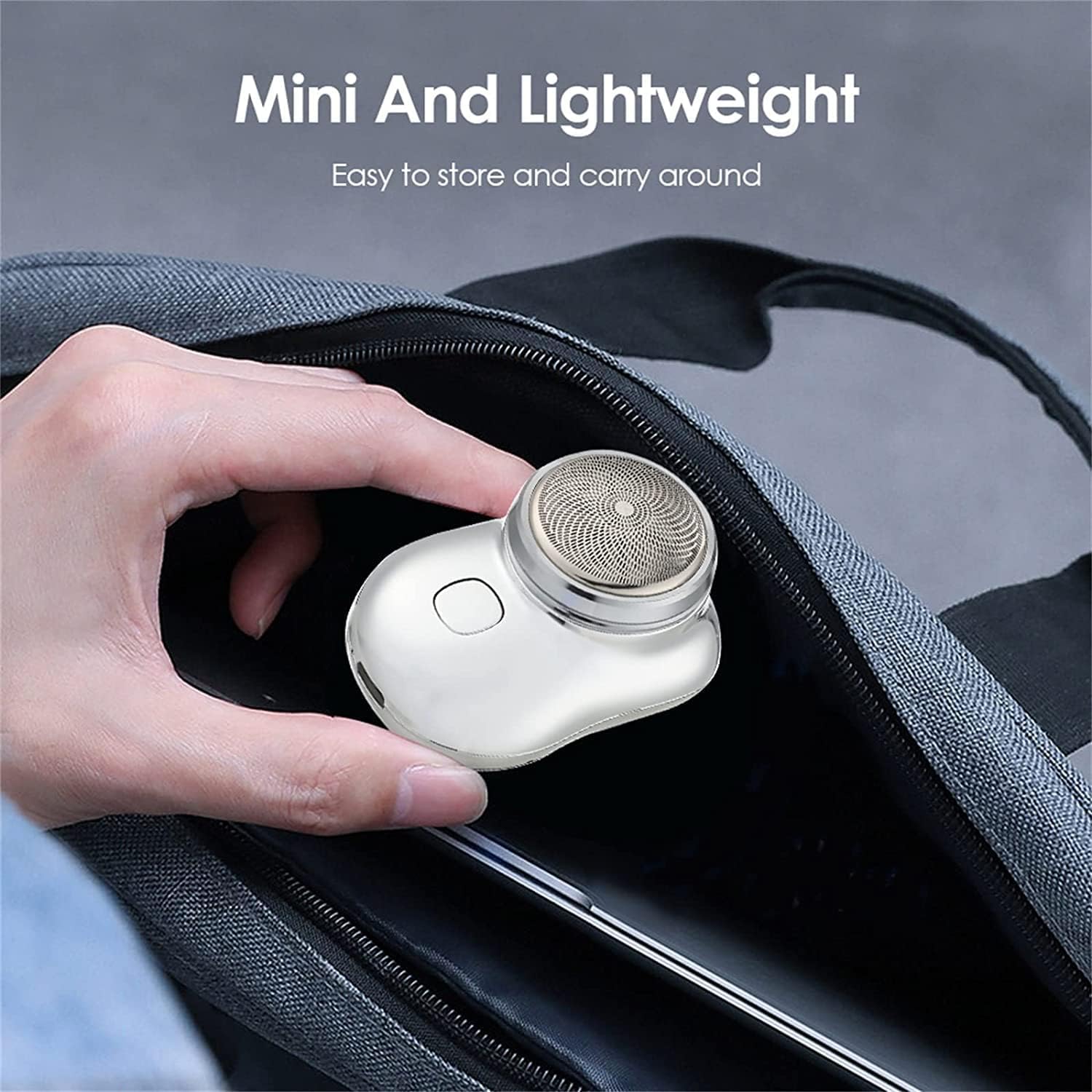 Zao Mini Electric Shaver for Men 2023 - Portable Rechargeable Travel Razor, Wet & Dry Washable Shaving System - Perfect for Home, Office & On-The-Go Grooming (Silver)