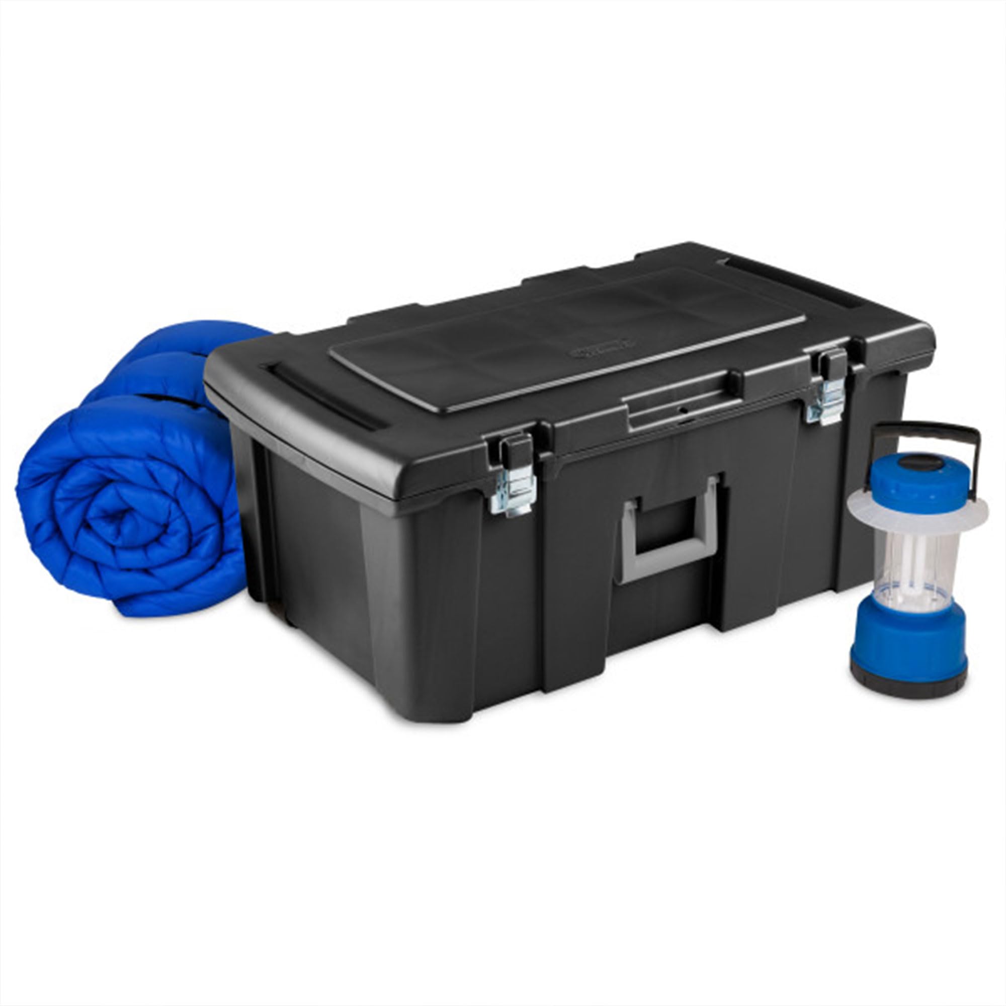 Sterilite 2-Pack Lockable Wheeled Storage Footlocker - Durable Plastic Utility Container for Travel, Camping & Home Organization (Black) - Perfect for College Dorms, Military Use & Sports Equipment Storage
