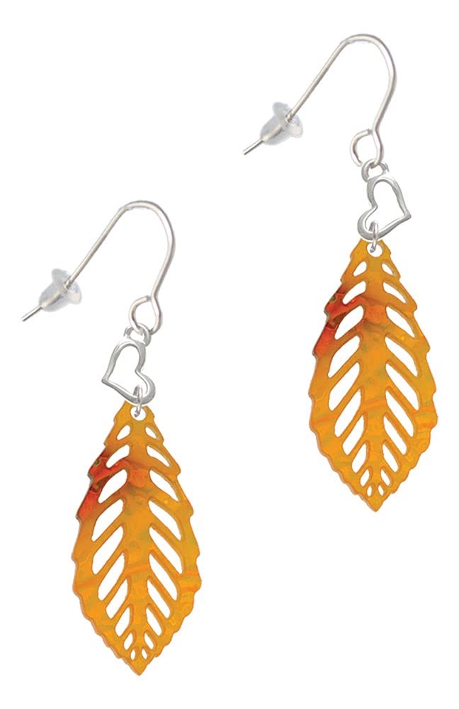 Acrylic Leaf & Heart French Earrings - Elegant Jewelry for Daily Wear