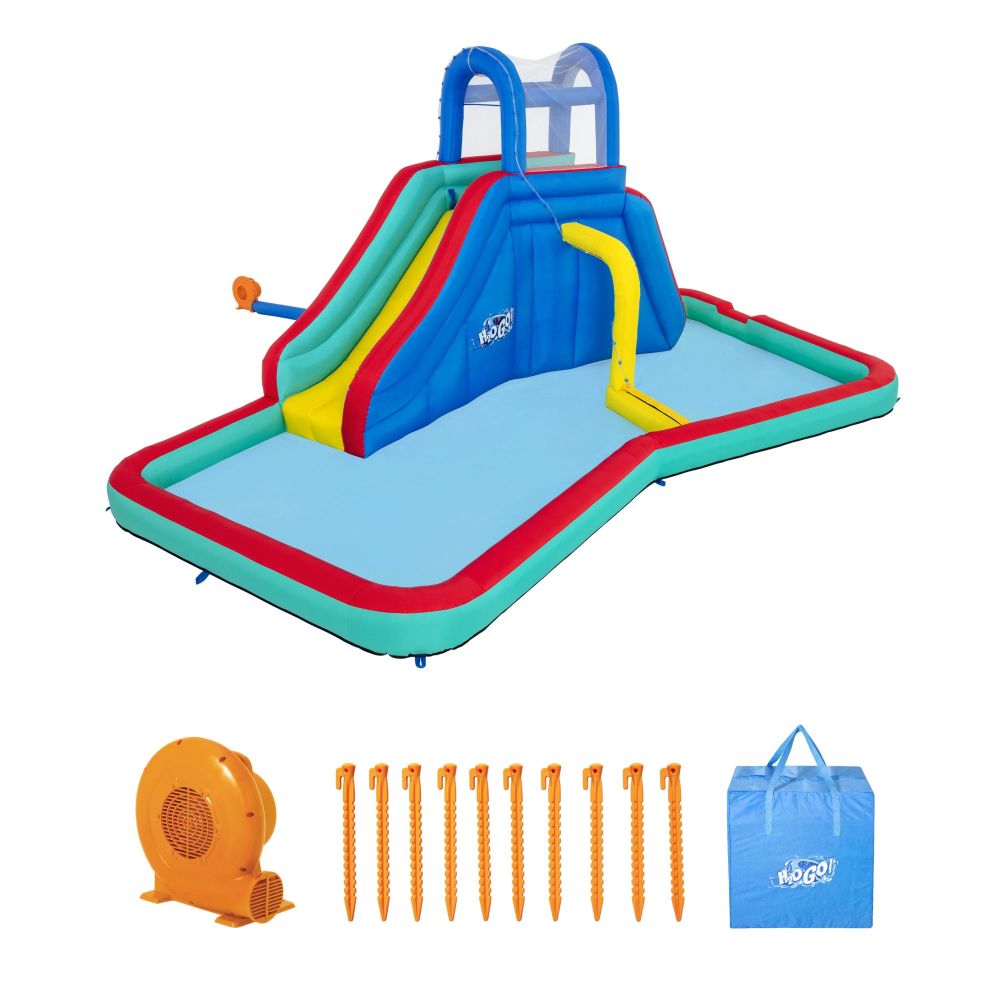 Bestway H2OGO! Mega Inflatable Water Park with Slide, Pool & Waterfall Waves - Perfect for Backyard Summer Fun, Kids Birthday Parties & Family Water Activities