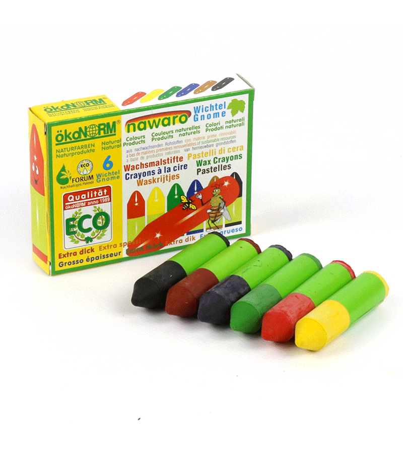 Set of 6 Chubby Gnome Crayons for Kids - Non-Toxic & Easy-Grip Coloring Pencils by okoNORM - Perfect for Toddler Art Projects, Classroom Activities & Birthday Gifts