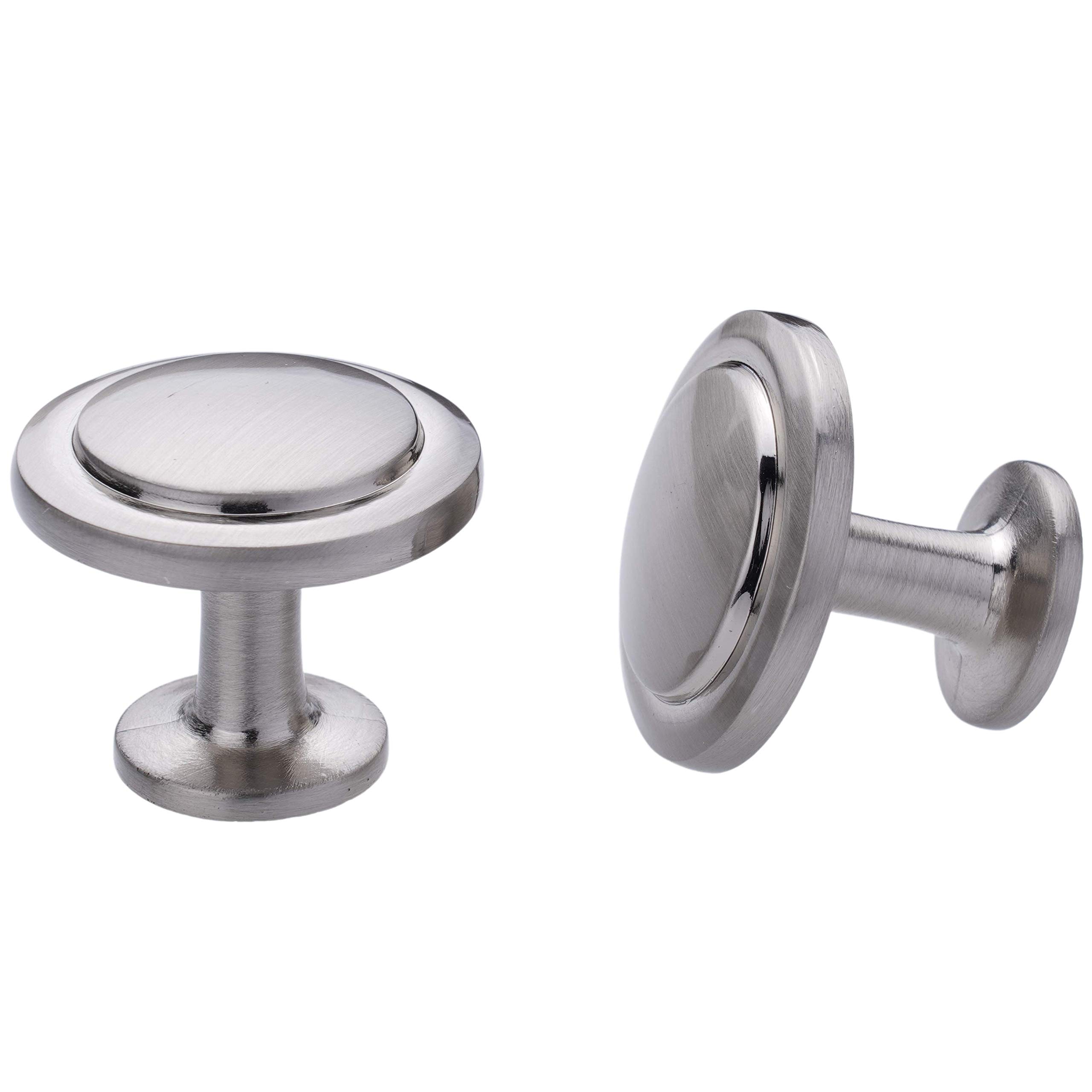 DecoBasics 1-¼ Inch Mushroom Cabinet Knobs (Pack of 2) - Satin Nickel Zinc Drawer Pulls for Kitchen Cabinets, Dressers & Furniture - Perfect for Home Renovation & DIY Projects