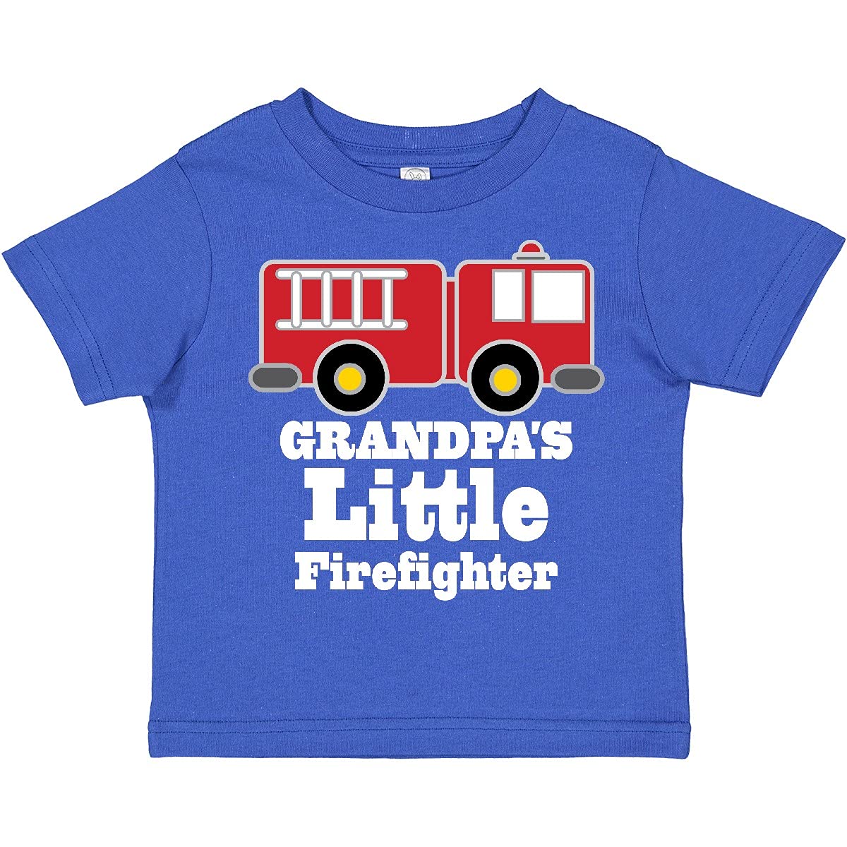 Inktastic Grandpa Little Firefighter Boys Fire Truck Toddler T-Shirt - Cute Fireman Graphic Tee for Kids, Toddlers & Grandpas - Perfect for Firefighter Birthday Parties, Family Matching Outfits & Casual Wear