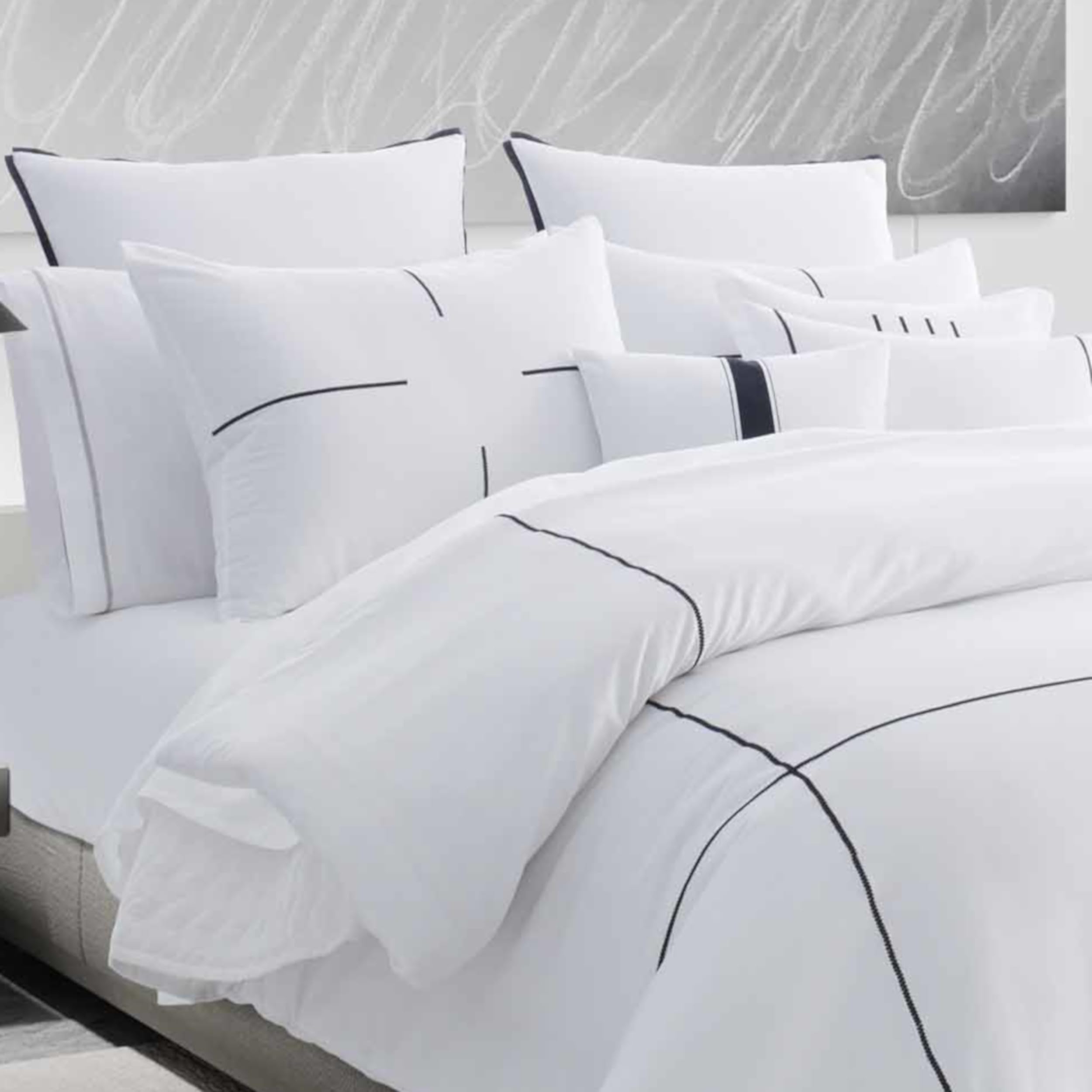 Vera Wang King Duvet Cover Set - Luxury 100% Cotton Sateen Bedding with Matching Shams | Ultra Soft & Breathable King Size Bedding Set (Zig Zag White) for Hotel Style Bedroom, Wedding Registry & Guest Room Decor