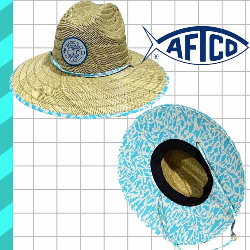 Aftco Illuminated Straw Hat Slate Blue - LED Light Up Sun Hat for Fishing, Camping & Outdoor Adventures