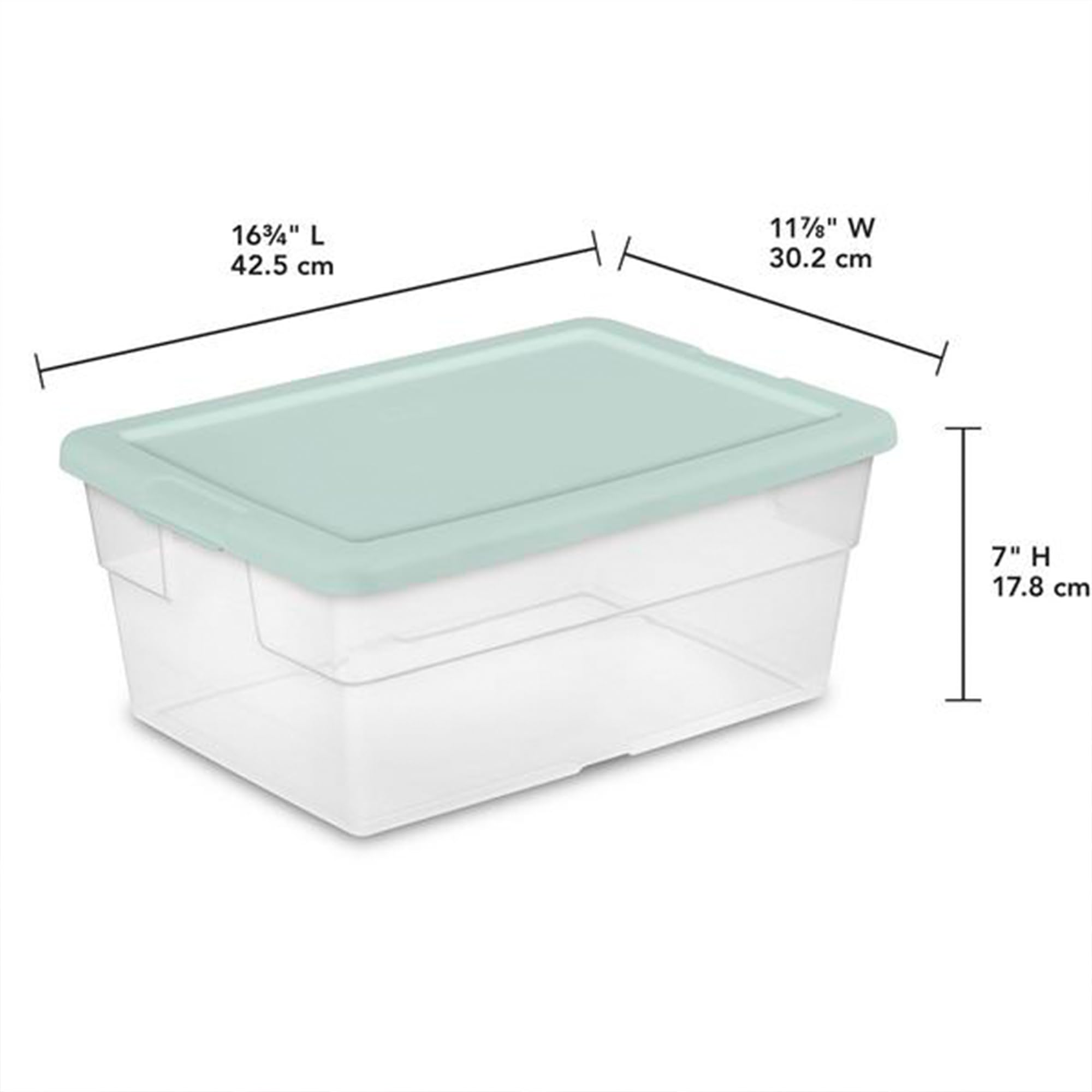 Sterilite 24-Pack 16 Quart Plastic Storage Bins with Lids - Mint Colored Stackable Organizer Boxes for Home, Office, Closet & Garage Organization