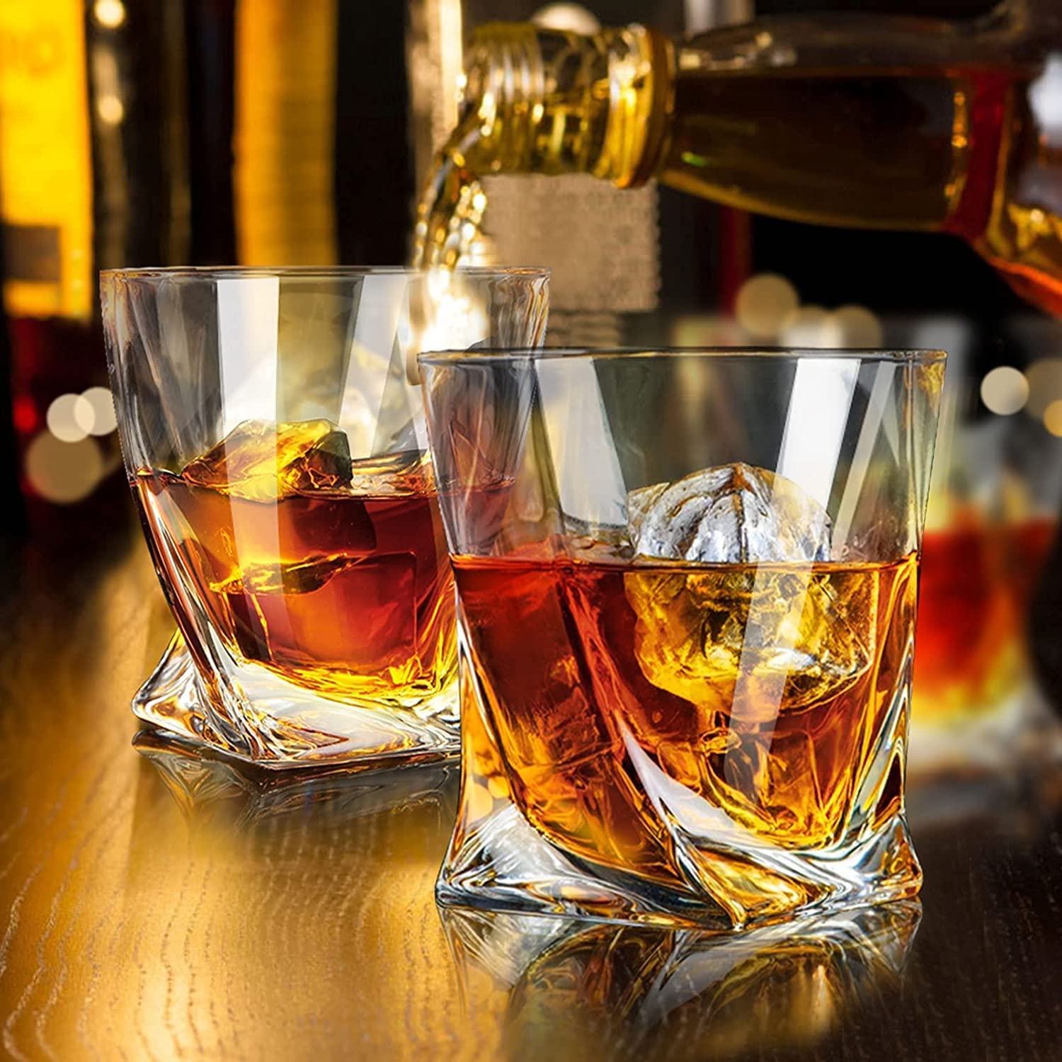 Vintage 10oz Whiskey Glasses Set of 6 - Bourbon Scotch Rum Glasses for Men & Women | Home Bar & Gift