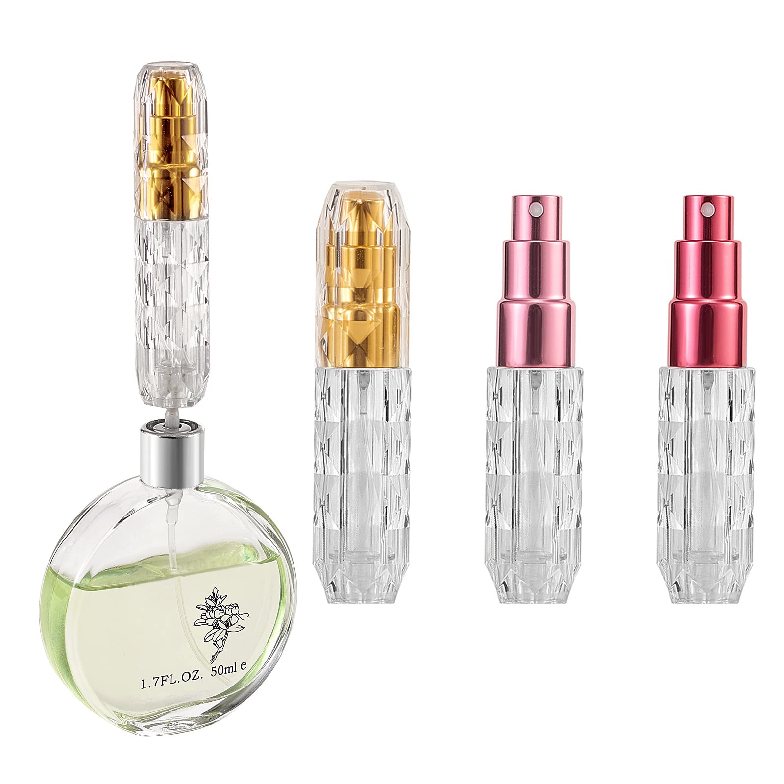 BEEFLYING 3-Pack Refillable Perfume Atomizer Bottles - 5ml (0.17 fl.oz) Travel Perfume Spray Bottle Set with 3 Colors, Acrylic Leak-Proof Design for Women & Men - Perfect for Travel, Gym, Office & Daily Use