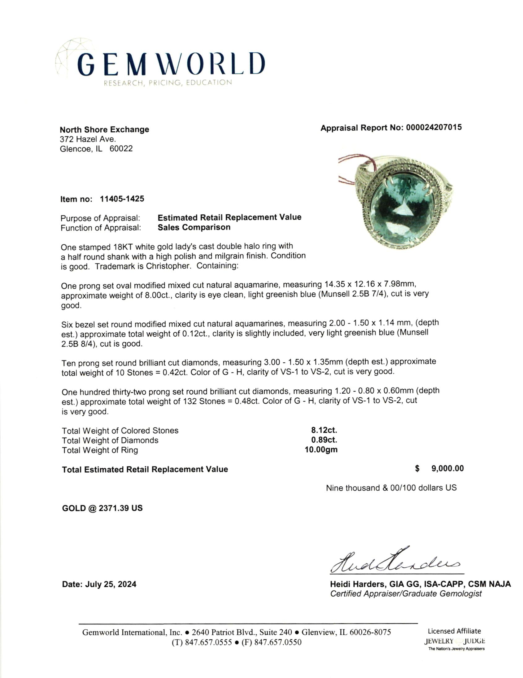18K White Gold Aquamarine and Diamond Ring for Women - Elegant March Birthstone Jewelry - Perfect for Engagement, Anniversary & Special Occasions