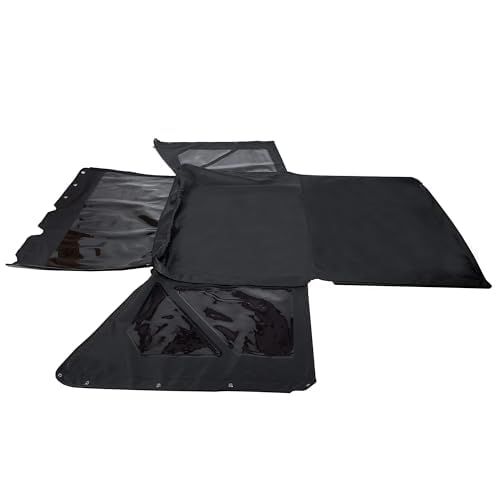 HECASA Black Sailcloth Soft Top for 1986-1994 Suzuki Samurai | Tinted Zip-Out Windows | Durable Replacement Jeep Top for Off-Roading & Outdoor Adventures