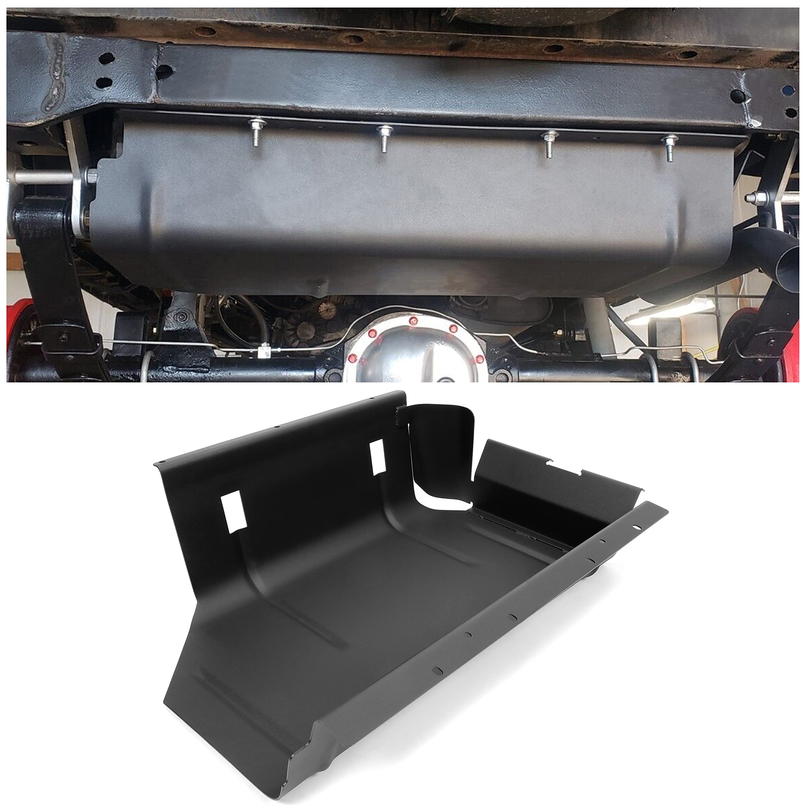 HECASA Heavy Duty Steel Tank Skid Plate for 1987-1995 Jeep Wrangler YJ | Replacement for OEM 52006870 | Fits 15 & 20 Gallon Fuel Tanks | Off-Road Protection & Underbody Defense