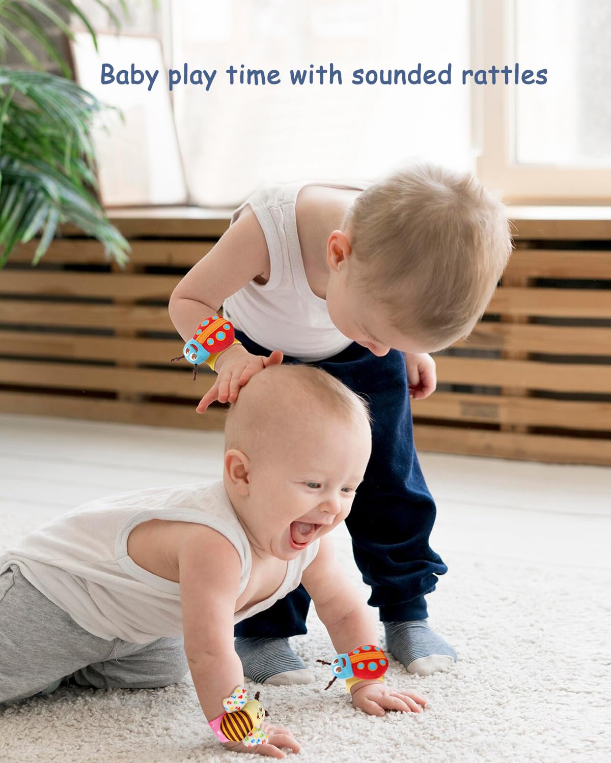 Bloobloomax Baby Rattles Toys for 0-12 Months - Soft Infant Sensory Toys for Newborns 0-9 Months - Hand & Foot Rattles with Wrist Socks - Perfect Baby Shower Gift Set for Boys & Girls - Great for Tummy Time & Early Development Play