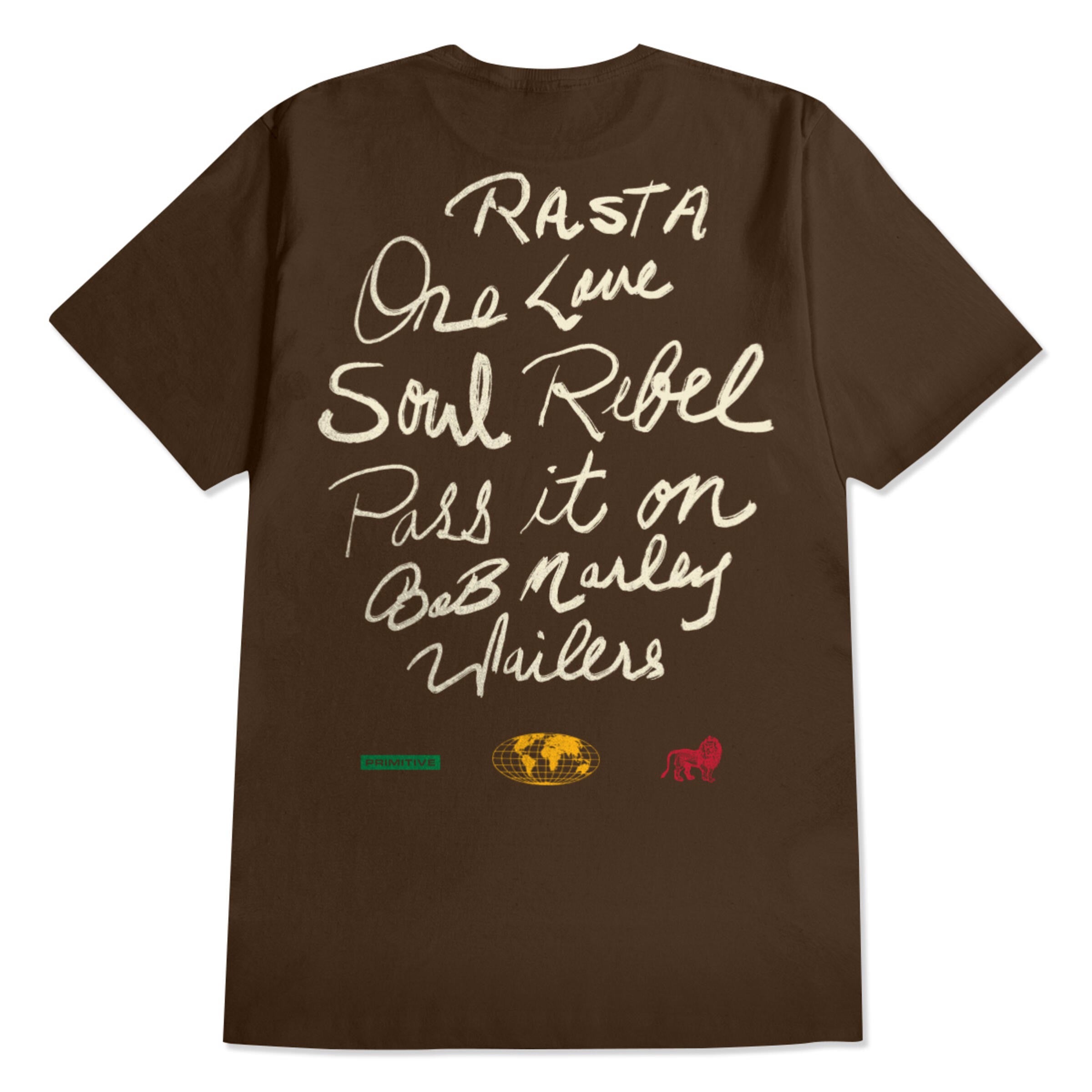 Primitive x Bob Marley One Love Graphic T-Shirt - Brown | Reggae Music & Streetwear Fashion | Perfect for Concerts & Casual Wear