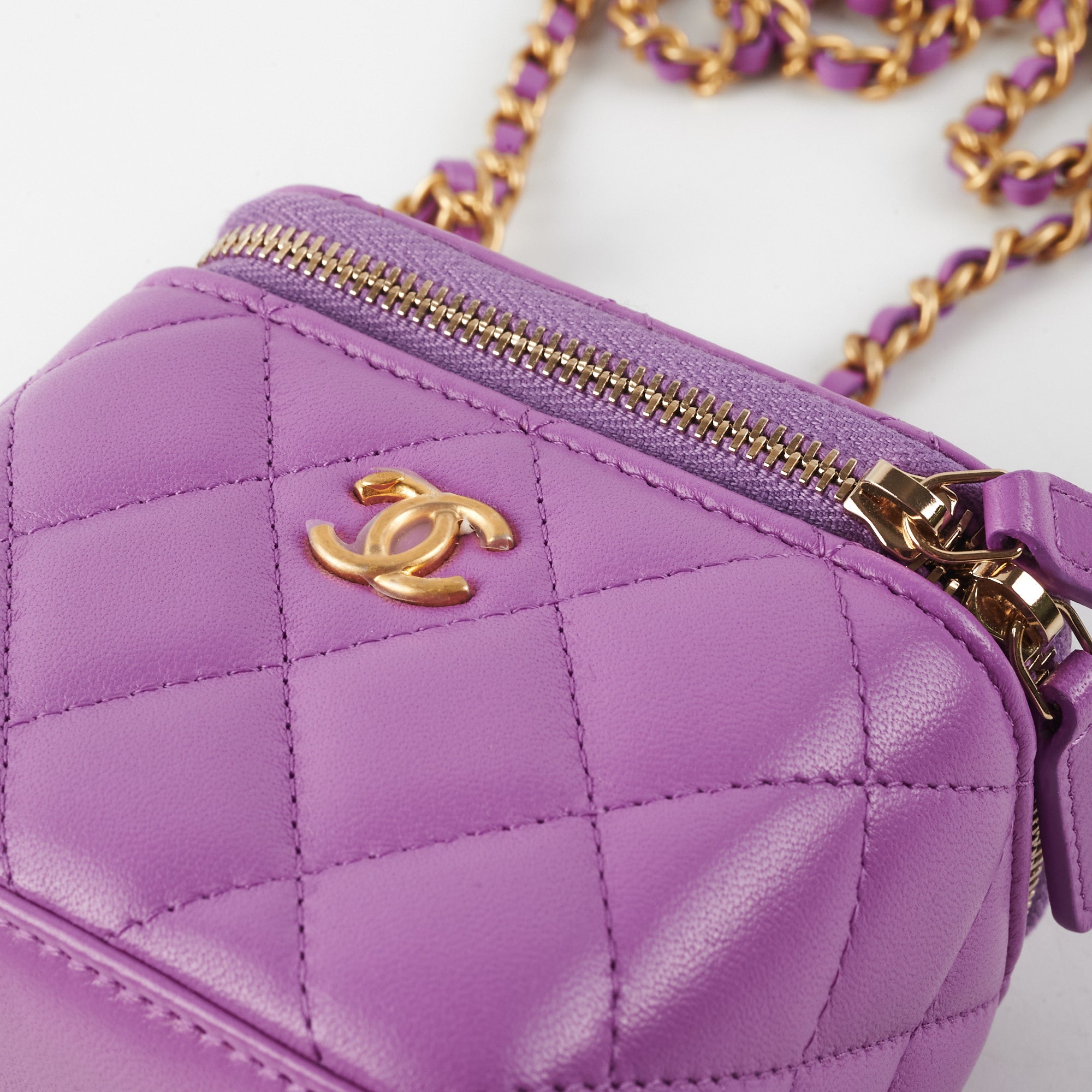 Chanel Pearl Crush Mini Vanity Case in Purple | Luxury Crossbody Bag for Women | Perfect for Parties, Date Nights & Special Occasions