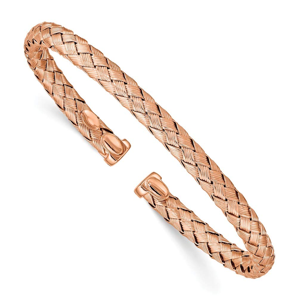 925 Sterling Silver Rose Gold Plated Textured Bangle Cuff Bracelet for Women - Elegant Stackable Jewelry for Everyday Wear, Date Night & Special Occasions