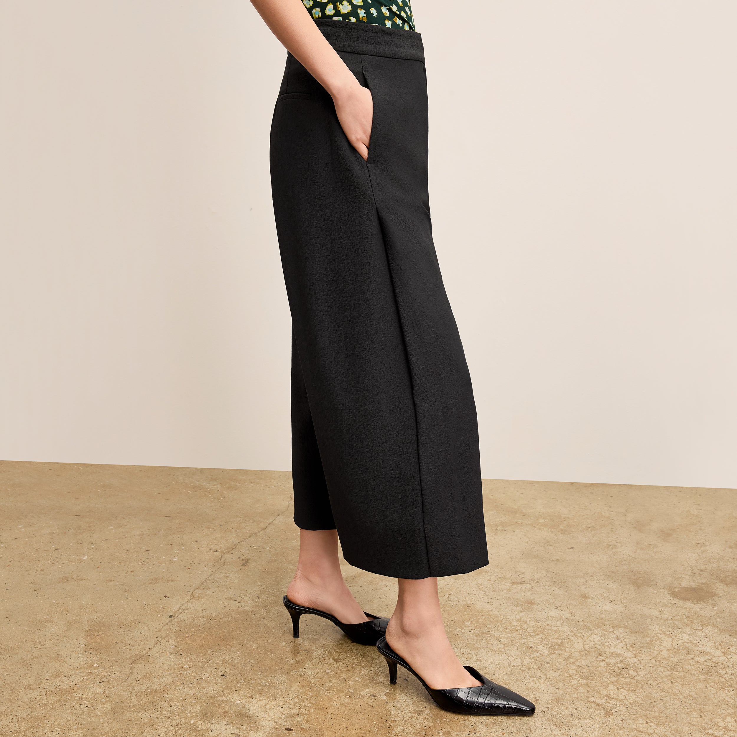 Eco-Friendly Soft Wave Culottes for Women - Comfortable & Stylish Black High Waist Palazzo Pants - Perfect for Casual Wear, Office & Travel