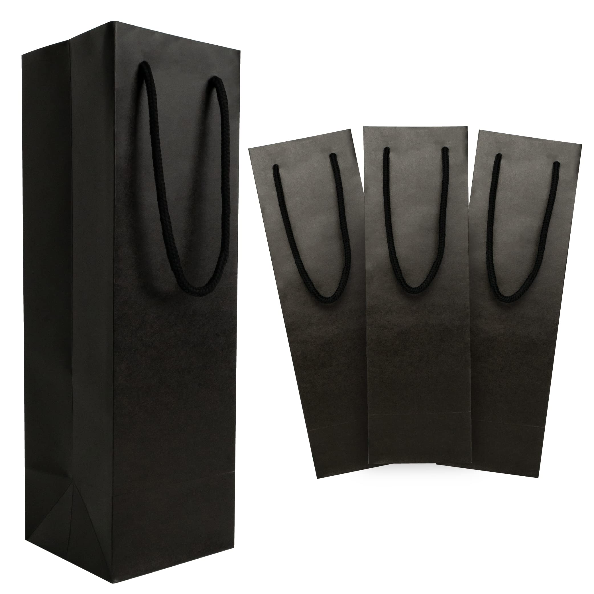 Premium Black Paper Wine Gift Bags Bulk - 4x4x13 Inch (60 Pack) - Elegant Liquor Bottle Bags for Wine, Champagne & Spirits - Perfect for Gifting, Parties, Weddings & Corporate Events - Also Fits Tumblers & Tall Bottles