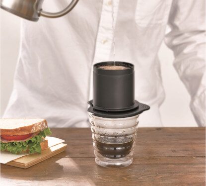 Hario Cafeor Metal Coffee Filter Dripper - Black | Reusable Pour Over Coffee Maker for Home & Office Brewing