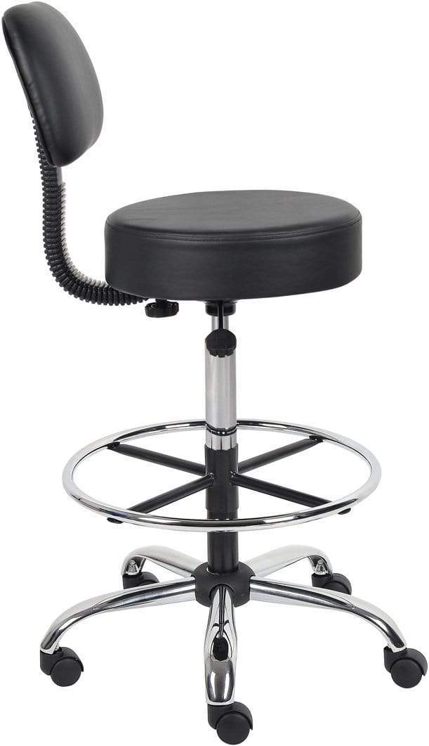 Ergonomic Boss Caressoft Medical Drafting Stool with Adjustable Height & Lumbar Support Back Cushion [B16245 BG] - Perfect for Doctors, Dentists, Tattoo Artists & Home Office Workspaces