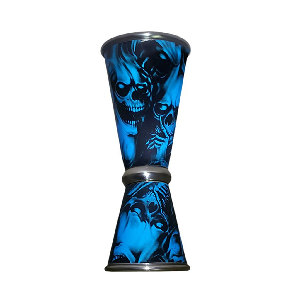 Premium Stainless Steel Cocktail Jigger - 28ml & 56ml Double-Sided Measuring Cup for Bartenders - Blue Evil Design - Perfect for Home Bars, Mixology & Professional Bartending