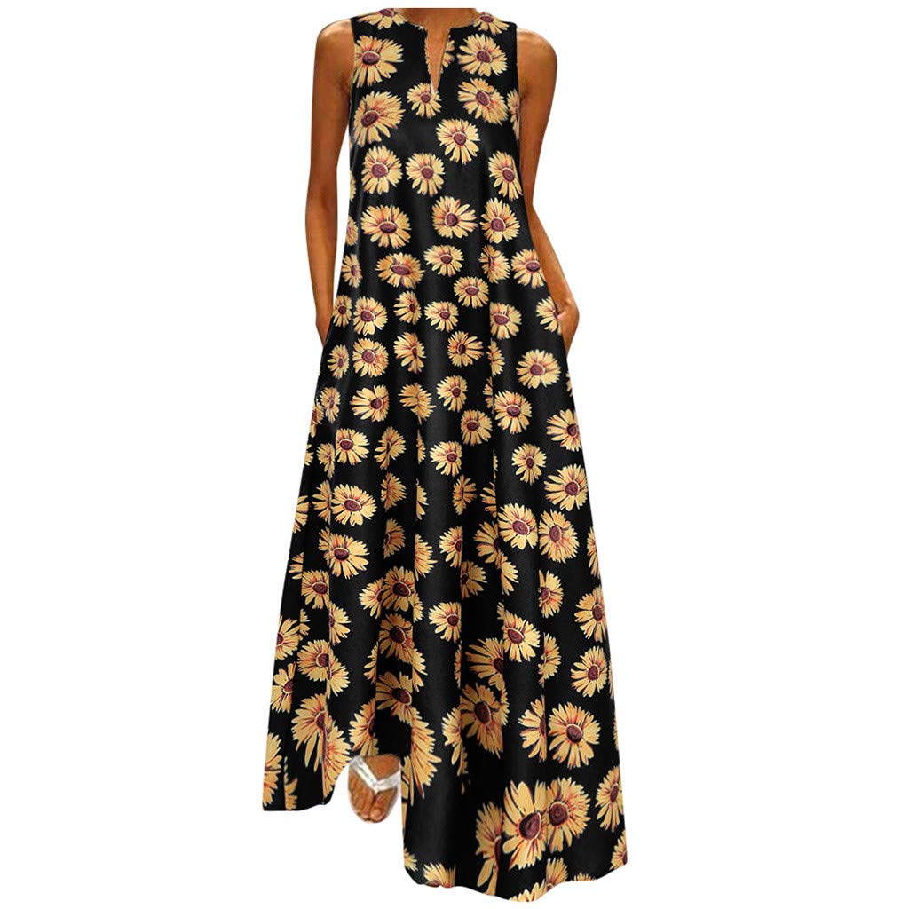 Sexy Wrap V-Neck Maxi Dress for Women - Elegant Long Slit Adjustable Spaghetti Strap Loose Flowy Dress | Perfect for Date Night, Beach Vacation & Evening Parties