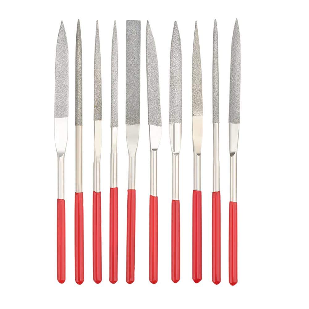 Bestgle 10-Piece Diamond Needle File Set for Metal, Crystal, Stone, and Jade - Precision Needle Files (4 x 160mm) - Ideal for Jewelry Making, Engraving, and DIY Craft Projects