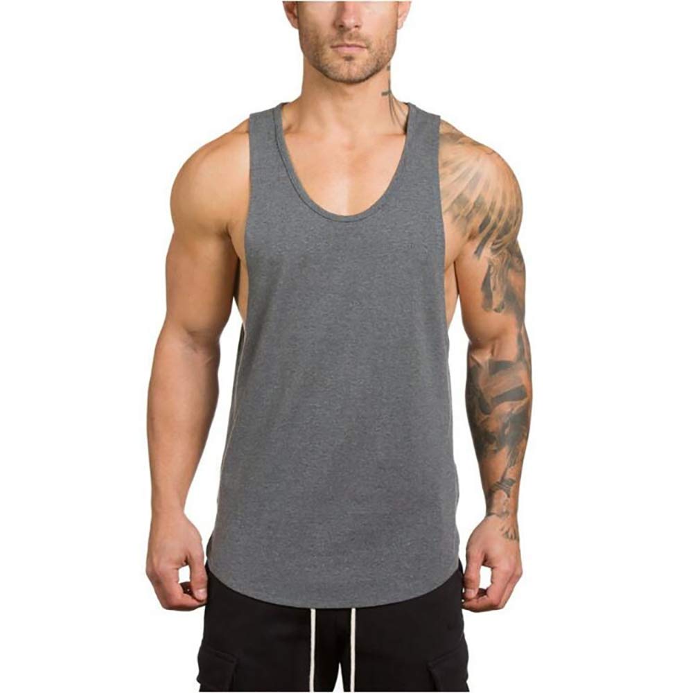 Wowcarbazole Men's Gym Muscle Tank Tops - Breathable Bodybuilding Cut Open Vest for Workout & Fitness - Sleeveless Athletic T-Shirts for Training, Running & Gym Sessions
